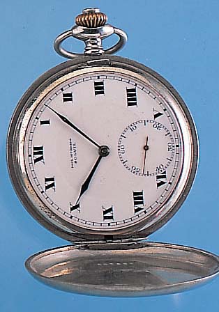 PAUL DITISHEIM Herrentaschenuhr Savonette, Ref.-Nr. 469469, Schweiz um 1937, Nickel, Emailbl. fein haarr., sign., gebl. ...