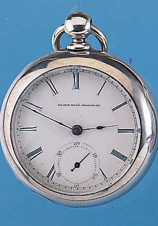 ELGIN HERRENTASCHENUHR LEPINE, REF.-NR. 156356, USA UM 1980, MüNZSILBER, GEH. VON DUEBER, SCHLüSSELAUFZUG, EMAILBL. FEIN HAARR.,SIGN., ...