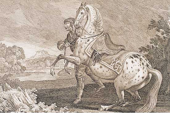 Konvolut von 2 Blatt mit Kupferstichen, v. J. El. Riedinger, Augsburg, ca. 1752, mit prachtvollen Pferdedarstellungen, 1.) Sieben- buerg, sehr ...