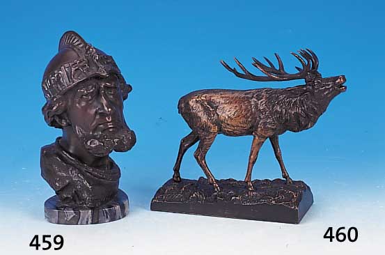 NEUHAUS, FRITZ, BRONZE, WIKINGERKOPF, SIGN.,HöHE 21.5 CM, MARMORSOCKEL, GIEPERSTEMPEL UN- GEDEUTET