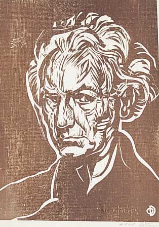 DITSCHER, OTTO, 1903-1992, MAPPE MIT 20 LINOL- UND HOLZSCHNITTEN, HRSG. 1977 VON DER VHS LUDWIGSHAFEN, AUFLAGE 100 EXEMPL., HIER E:A:; ...