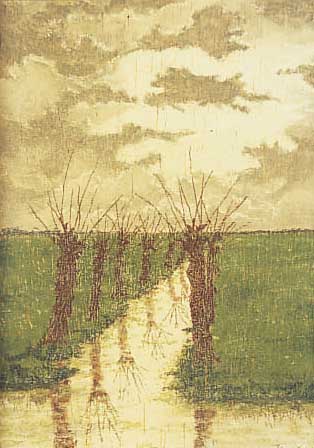 Hartog, Jacques, 1895-1942, Weiden im Mondlicht, Öl/Holz, re. u. sign., ca. 18 x 12 cm, R.