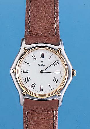EBEL Herrenarmbanduhr Modell Sport Classic, Ref.-Nr. 181909, Schweiz um 1988, Edelst.- Einschalengeh., Lederb., ...