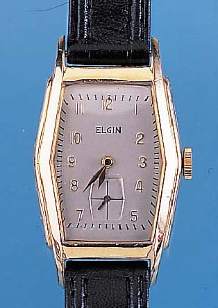 ELGIN Herrenarmbanduhr, Ref.-Nr. 337714, USAum 1938, GG-filled, Boden gedr., in sich gew.,bomb. Mineralgl., Blatt perf. rest., kl. Sek. vert., ...