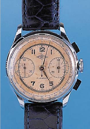 LEONIDAS WATCH Armbandchronograph Modell Spor-tex, Ref.-Nr. 745837, Schweiz um 1944, Me- tall nachverchr., Edelst.-Boden u. Glasr. ge- dr., ...