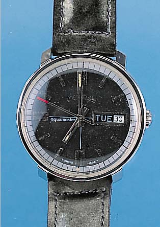 ELGIN Herrenarmbanduhr Modell Aquamaster, Ref.-Nr. 2381, Schweiz um 1965, Edelst., Bodengeschr., Zentralsek., Tag u. Datum, Schnell- korrektur, ...
