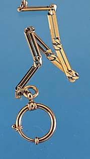 TASCHENUHRENKETTE, GG 585/000, STEGGLIEDER, UM 1914, L. CA. 27 CM, L. TRAGESP., EZ 1-2