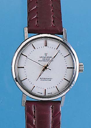 UNIVERSAL GENEVE Herrenarmbanduhr, Automa- tik, Modell Polerouter, Edelst., Blatt rest., um 1963, 28 St., Aufzug durch Planetenrotor, Kal. 218-9, ...