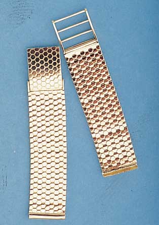 GOLDBAND FüR HERRENARMBANDUHR, GG 750/000, CA. 42.4 G, L. CA. 15.5 CM, STEGBREITE 17 MM, GEBRAUCHSSPUREN