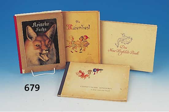 Konvolut vier Kinderbücher, Chinesische Kinderfreuden in Bild, Wort und Musik, Zürich 1946, gebräunt; Reineke Fuchs ein ...