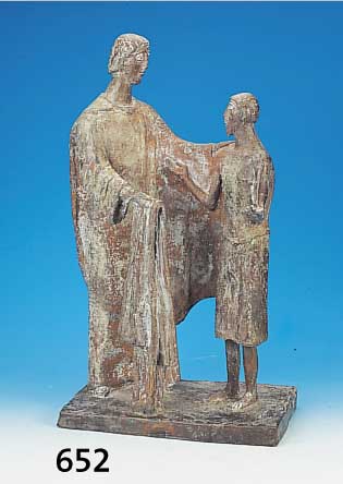 Strehle, Prof.,München Bronzeskulptur, St. Martin teilt sein Mantel, monogrammiert, 65 x 36 x 21,5 cm