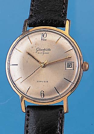 GLASHÜTTE Herrenarmbanduhr Automat, Ref.-Nr.089344, Deutschland um 1964, Metall verg., Edelst.-Boden gedr., Zentralsek., Datum, Kal. 67,1, ...