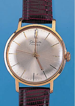 GLASHÜTTE Herrenarmbanduhr, Ref.-Nr. 170178,Deutschland um 1967, Metall hartverg., Edelst.-Boden gedr., 17 St., Handaufzug Kal. 70,1, Ringunr., ...