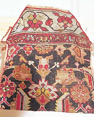 Tasche aus Teppichresten(Farahan).ca 45 x 30cm. Ehz 2,Wolle auf Wolle, ca.80 Jahre