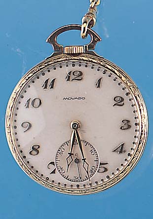 MOVADO Herrentaschenuhr Lepine, Ref.-Nr. 45536, Schweiz um 1928, GG 585/000, Einschalen-geh. m. aufgedr. Glasr., Innengeh. Messing vern., vers. ...