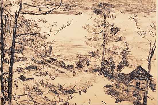 CORINTH, LOVIS, LITHOGRAPHIE, WALCHENSEE, SIGNIERT, 32 X 42 CM