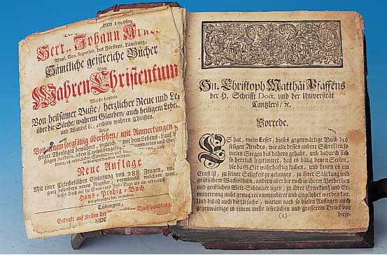 Johann Arndt: Sämtliche Geistreichen Bücher vom Wahren Christenthum, Tübingen 1738, 1104 Seiten, mit Kathechetischer Einleitung von 84 ...