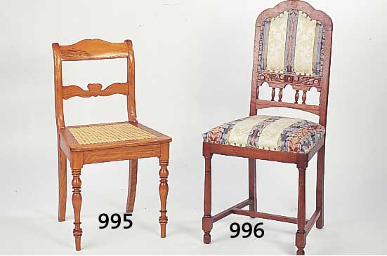 Paar Biedermeierstühle, um 1840, Esche massiv, Korbgeflecht, rest., ge- drechselte Beine, H. 85 cm