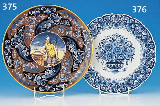 Große Platte, Delft, 20. Jh., Fayence, blau bemalt, D. 32 cm