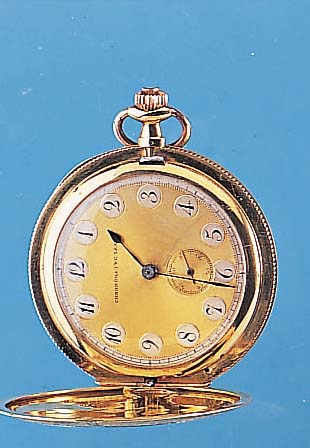 SAVONETTE-HERRENTASCHENUHR BEZ. CHRONOMETRE- IAXA, 18 KT GG, BEIDE RäNDER LORBEERDEKOR EMAILL. ERKENNB. ALTERSBED. BERIEB., AUF ...