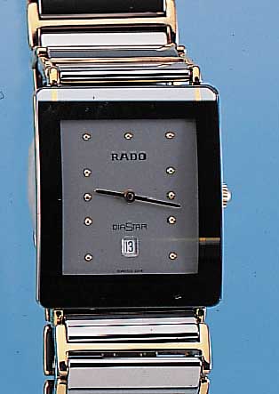 RADO HERRENARMBANDUHR DIASTAR, REF.-NR. 1600282,3, SCHWEIZ UM 1992, EDELST./HIGH-TECH-KERAMIK, BOMB. SAPHIRGL. üBER GES. GEH.-BE- REICH ...