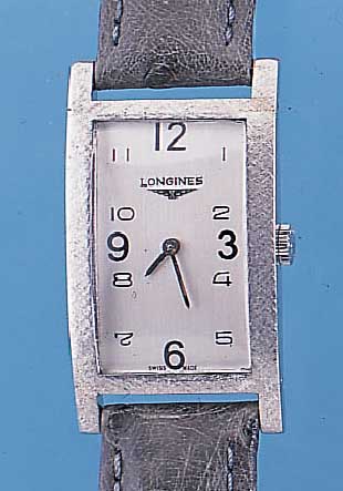 LONGINES HERRENARMBANDUHR, REF.-NR. 7348-6, SCHWEIZ UM 1972, EDELST., RECT.-FORM, BODEN GEDR., LüNETTE NACH REP. MATT. U. NACHVERCHR.,BLATT ...