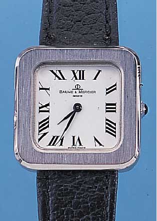 BEAUME & MERCIER HERRENARMBANDUHR, REF.-NR. 1725/675338, SCHWEIZ UM 1970, EDELST. TEILW. POL., TEILW. MATT., CARREE-ARONDEE-FORM, BODENGEDR., GEH. ...