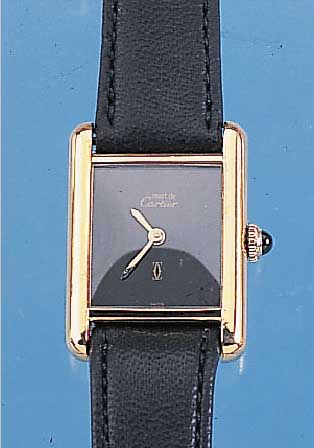 CARTIER DAMENARMBANDUHR TANK, REF.-NR. 3/187926, SCHWEIZ UM 1980, STERLINGSILBER HARTVERG., BODEN SEITL. 4FACH VERSCHR., ETA BASISKAL. 2412, ...