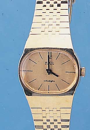 BWC DAMENGOLDBANDUHR SCHWABYLON, REF.-NR. 248/8247, SCHWEIZ/DEUTSCHLAND UM 1970, 585/000 GG INCL. GG-BAND, BOD. AUFGEDR., 17 ST., ...