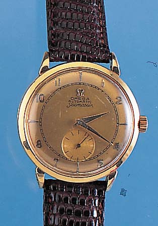 OMEGA Herrenarmbanduhr, Ref.-Nr. 2659, Schweiz um 1952, 750/000 GG, Bod. u. Glasr. aufgedr., Zifferbl. ers., bez. Seamaster, sog. ...