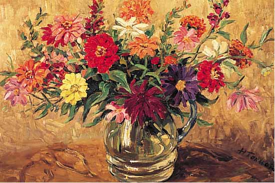 TOUSSAINT, H., WOHL FRANZ. KüNSTLER DES 19./ 20.JH., BLUMENSTILLEBEN, ÖL/LWD., SIGN., 50 X 60 CM, R.