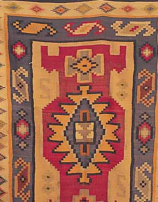 NAVAHO DECKE, 215 X 158CM, EHZ 4 WOLLE AUF JUTE, UM 1900