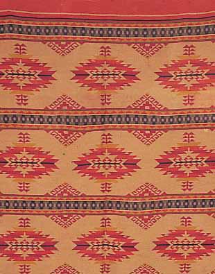 NAVAHO DECKE, 290 X 150CM, EHZ 3 WOLLE AUF JUTE, UM 1920, DOPPELSEITIG (SELTEN)