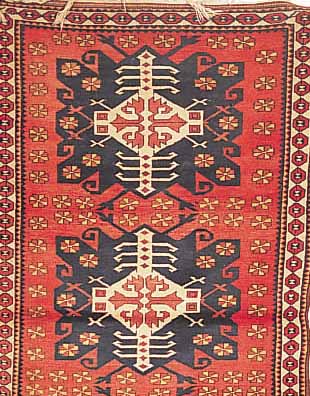 KAUKASIER, 183 X 108CM, EHZ 3 WOLLE AUF WOLLE, CA.40 JAHRE