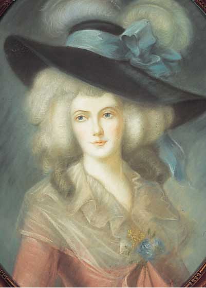 UNBEK. KüNSTLER, 19.JH., QUALITäTVOLLE KOPIENACH GAINSBOROUGH, DAMENBILDNIS, PASTELL, OVAL, 72 X 57 CM, UNTER GLAS GER.