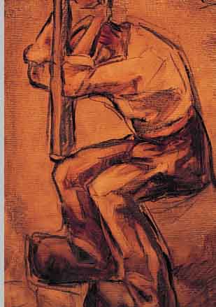 WAUTERS, ALEXANDER, 1899 - 1965, BELGISCHER EXPRESSIONIST, HIER: SITZENDER ARBEITER IM PROFIL, ÖL/MALKARTON, MONOGR. U. RE., U. DAT. (19)17, 35 ...