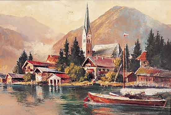 UNBEKANNTER MALER DER 1. HäLFTE DES 20. JH., EGERN AM TEGERNSEE, ÖL/HARTFASER, RE. U. UN- LESERLICH SIGNIERT, CA. 23 X 30 CM, R.