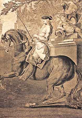 RIDINGER, JOH. ELIAS, 1698-1767, DIE PARADE IM SCHRITT LINCKS, KUPFERSTICH AUS DER SERIE FüRSTLICHE PERSONEN ZU PFERDE, CA. 47 X 37 CM, ...