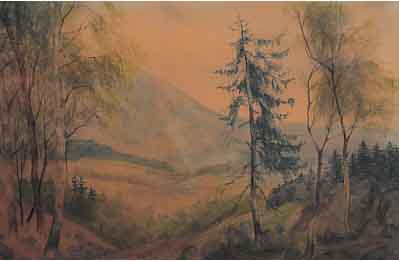 WEBER, WILLI, GEB., 1895 LUDWIGSHAFEN, LANDSCHAFT IM PFäLZER WALD, AQUARELL/PAPIER, LI. U. SIGN., CA. 37 X 53 CM, U.GL., R.