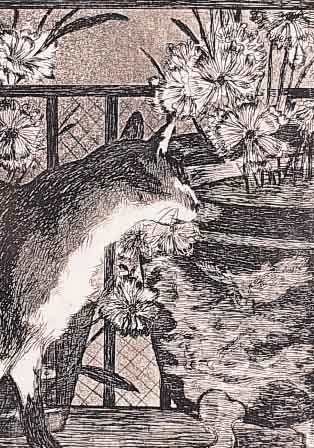 MANET, EDOUARD, 1832-1883 PARIS, LE CHAT ET LES FLEURS, AQUATINTARADIERUNG VON 1869, IN DER PLATTE SIGN., CA. 17 X 13 CM, PP, U.GL., R