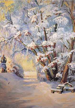 GANS, HEINRICH, 1890 MAGDEBURG-1973 STARNBERG, VERSCHNEITER WALDRAND, ÖL/LWD, MITTIG RE. SIGN., CA. 80 X 60 CM, R.