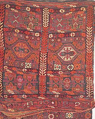 KURDEN KAMELTASCHE, IRAK, 218 X 92CM, EHZ 3WOLLE AUF WOLLE, UM 1920