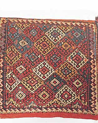 KORDI SUMAKH, PERSIEN, 64 X 60CM, EHZ 2 WOLLE AUF WOLLE, UM 1925