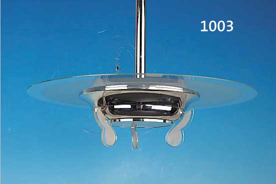 LAMPE, ART-DEKO, CHROM, SCHIRM AUS GLAS, SATINIERT, H. CA. 52 CM, FU. NICHT GEPR.