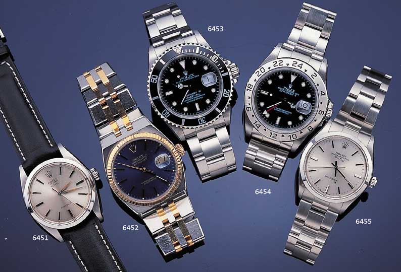 ROLEX HERRENARMBANDUHR AIRKING, REF.-NR. 5500, SCHWEIZ UM 1984, EDELST., EDELST.- OYSTER-BAND, BODEN U. KRONE GESCHR., BEI FER- TIGST. ...