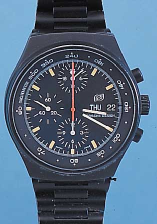 ORFINA ARMBANDCHRONOGRAPH PORSCHEDESIGN, REF.-NR. 42801, SCHWEIZ UM 1994, EDELST. INCL.EDELST.-BAND MATT SCHW. BESCH., GEH. MINERAL- FLACHGL., ...