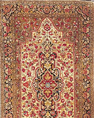 GHOM SEIDE,PERSIEN CA 146 X 80 CM. EHZ 2 REINE NATURSEIDE. CA 30 JAHRE..