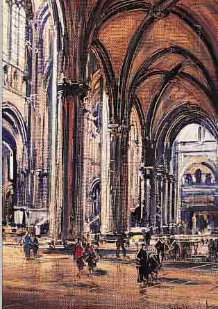 HAMEL, OTTO, 1866 ERFURT - 1950 LOHR/HANNOVER, KIRCHENINTERIEUR, STRAßBURGER MüNSTER, ÖL/ MALKARTON, SIGNIERT, RüCKSEITIG MIT WIDMUNG UND ...