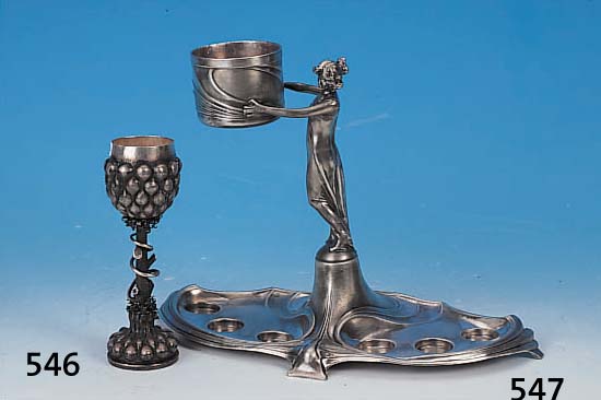 ANANASPOKAL, DEUTSCH, UM 1890/1900, SILBER, REICH VERZIERT, DECKEL FEHLT, H. 16.5 CM