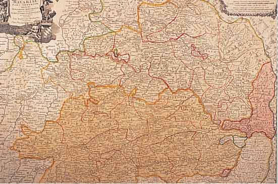 KUPFERSTICHKARTE, JOH. B. HOMANN, 18. JH., BAYERN, GRENZKOLORIT, CA. 47 X 57 CM, U.GL., R.